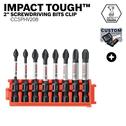 Bosch CCSPHV208 8Piece Impact Tough Phillips 2 In. Power Bits with Clip for Custom Case System