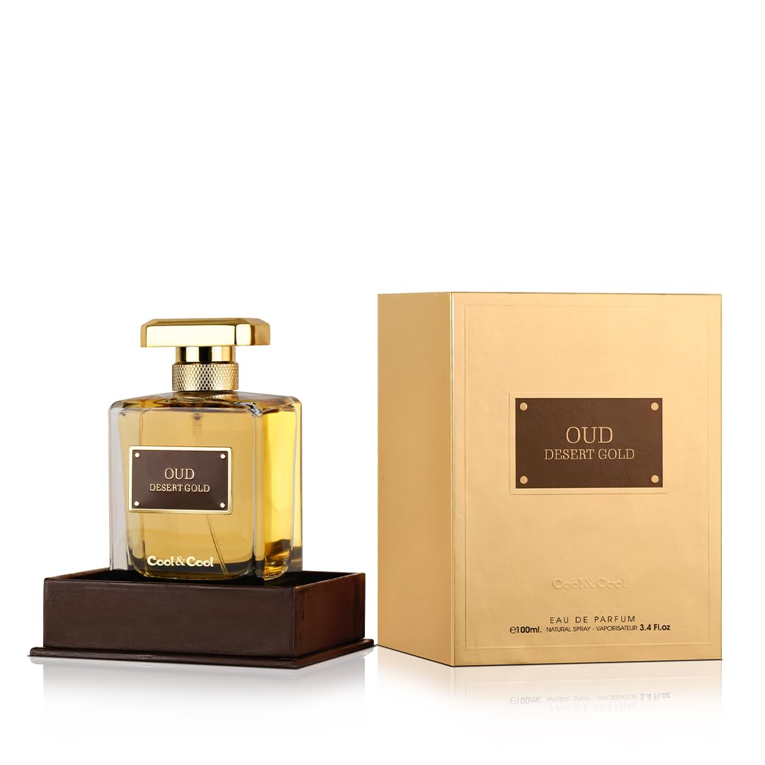 Cool & CoolOud Desert Gold Perfume 100ML - Oriental Woody Fragrance with Saffron, Rose, Patchouli & Vanilla,Unisex Bold & Long-Lasting Scent