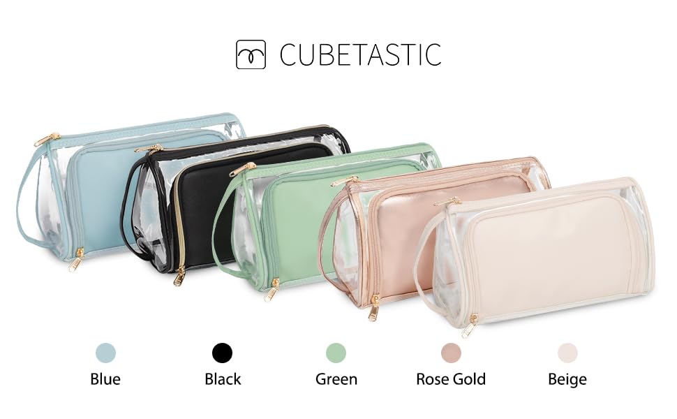 Miniatura 7 de CUBETASTIC Bolsa de maquillaje transparente, estuche de cosméticos transparente, bolsa de maquillaje de viaje con cremallera, bolsa de aseo pequeña