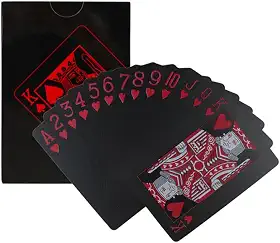 Baralho Black A Prova D'agua Preto Com Vermelho Ou Azul Poker Mágica Jogos de Mesa (Preto com Vermelho)