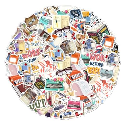 50 Pack Pcs Book Lover Stickers for Water Bottles Waterproof Vinyl Laptop Scrapbooking Luggage Books Vintage Sticker Packs Bulk Set Teens Adults Women Kids Aesthetic Small Decals Cover