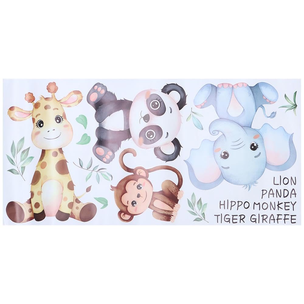 Upluckey Wall Decor Vinyl Bedroom DIY Cartoon Animal Wall Decal Living Room Jungle Animals Wall Stickers - Image 2