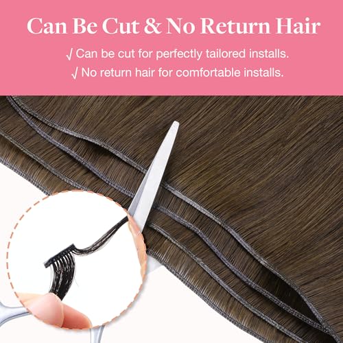 Image of GOO GOO Genius Weft Hair Extensions Human Hair, Sew In Weft Extensions, Seamless Blend & No Bulk Flat, Natural Volume for Women, 4A Chocolate Brown 14 Inch 50g
