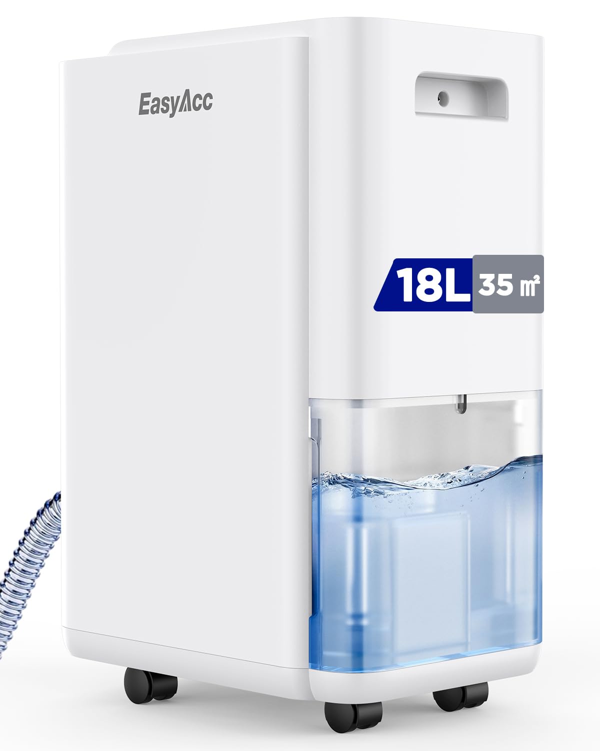 EasyAcc Luftentfeuchter 18L/Tag,Energieeffizienter elektrischer Luftentfeuchter mit Wäschetrocknungsmodus,Feuchtigkeitssensor,24H Timer,Wassertank 3L,Raumgröße ca. 35m² für Keller,Lagerraum,Waschraum
