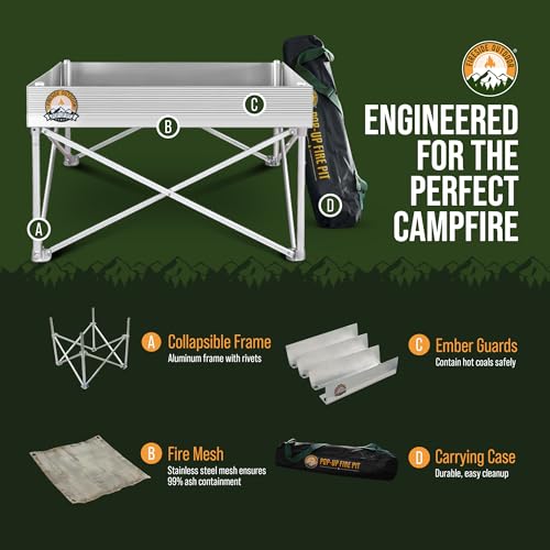 Fireside Outdoor Portable Fire Pit for Camping 24 Inch- Collapsible Pop Up Fire Pit, Outdoor Camp Fire, Wood Fire Pits for Outside, Campfire Standing Fire Pit, Weighs 7 lbs, Heat Shield NOT Included - Image 4