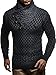 Produktbild Leif Nelson Herren Strick-Pullover Strick-Pulli mit Schalkragen Moderner Woll-Pullover Langarm-Sweatshirt Slim Fit mit Schnallen LN5255 Anthrazit Schwarz Large