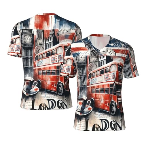 Stylish Athletic Sports Jersey London-British-Vintage Men's Rugby Jersey 4X-Large Black