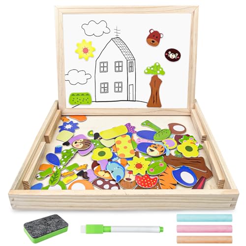 Lectorias 120 Pièces Puzzle Magnetique, Puzzles en Bois Magnétique, Jouet Puzzle en Magnétique pour Enfant avec Tableau Double Face, Jouets Educatif, Jeux...