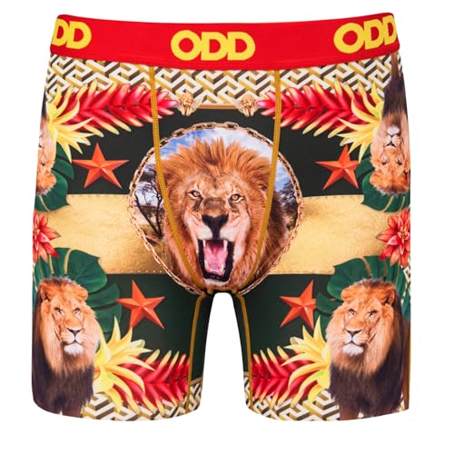 Odd Sox Men's Novelty Underwear Boxer Briefs, Lions High Fashion- Medium