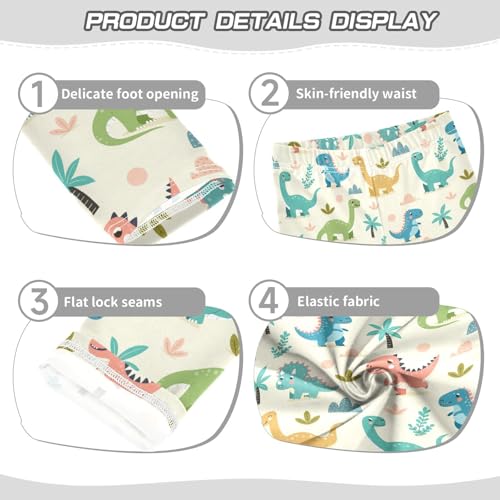 Various Dinosaur Girls Leggings,Workout Leggings for Girls Toddler Athletic Leggings Size for 3-10T3