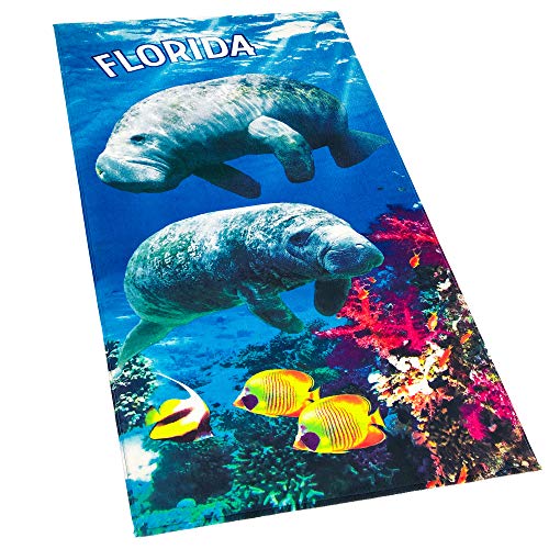 Softerry Florida Manatees Beach Towel 30 x 60 inches Printed Velour 100% Cotton