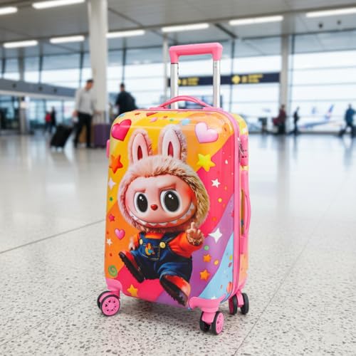 Image of ADSON Abs Kids Trolley 360 Rotating Luggage 360 Degree Wheels Princess Non-Breakable 20 Inch Kids Hardsided Suitcase with 4 Wheels, 360 Degree Wheel Travel Trolley Bag (Pink Rainbow Unicorn)