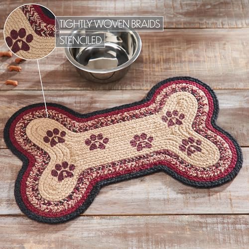 VHC Brands Braided Cotton Rug Small Cotton Area Rug Accent Rug Floor Decor Connell Collection Bone Shape 115×175 Burgundy