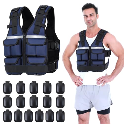 Image of Sportneer Adjustable Weighted Vest Weights: 2-18 lbs /2-42 lbs Washable Weight Vest for Walking 16 In 1 Fast Adjust Rucking Vest for Women and Men Home Gym Running Jogging Strength Training Vests
