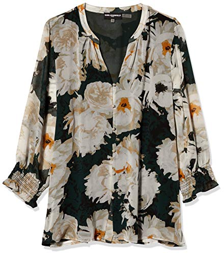 Karl Lagerfeld Paris Women's Blouse, Forest Multi, Large