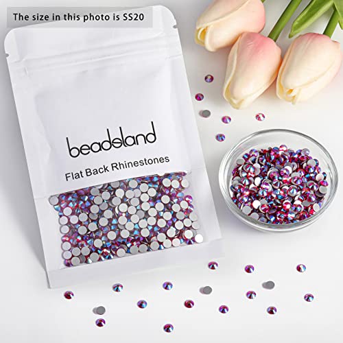Image of Beadsland 2880pcs Flat Back Crystal Rhinestones Round Gems for Nail Art and Craft Glue Fix, Light Siam AB, SS20,4.6-4.8mm
