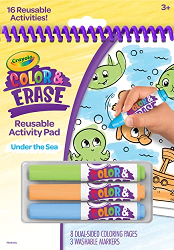 Crayola Colour & Erase Activity Pad w/ Marker Under the Sea Kids Art/Craft 3y+