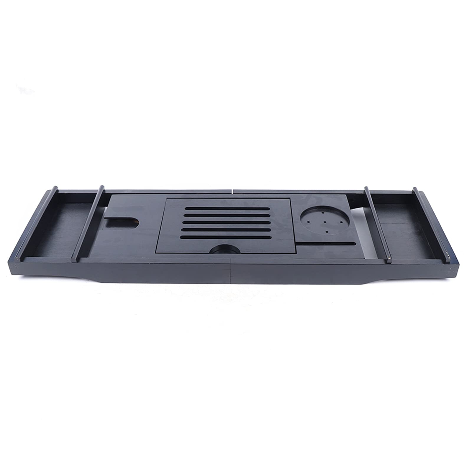 Bandeja para bañera de bambú, color negro, bandeja para bañera, tabla de bambú natural, extensible, 75 – 110 x 4,5 x 23 cm