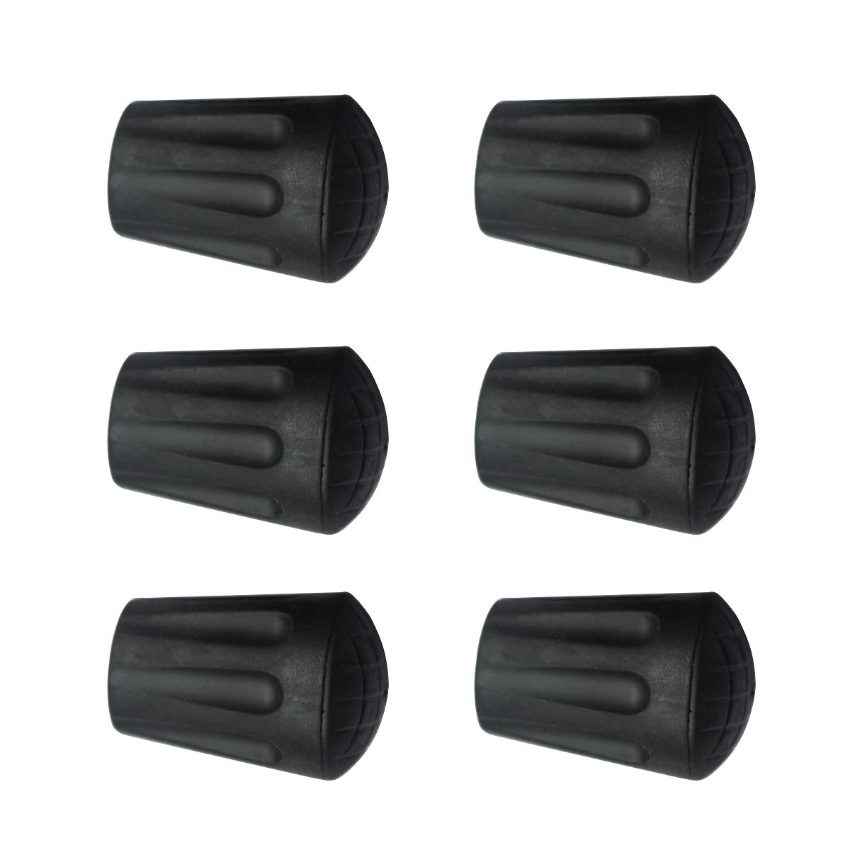 DEELING STYLE 6 Pack Rubber Trekking Pole Tips,Pole Tip Protectors Fits Most Standard Hiking Poles,Replacement Caps Ends for Trekking Poles