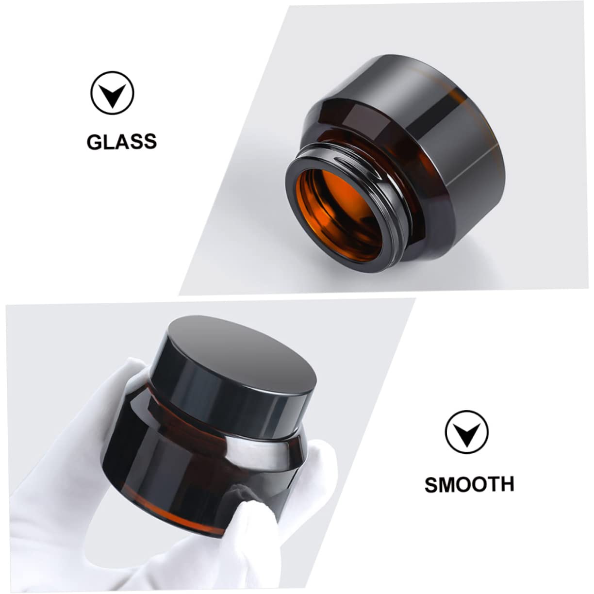 FOMIYES 5pezzi Bottiglie in Vetro Marrone Vuote da Viaggio Barattoli per Crema di Contenitori per Cosmetici Resistenti alla Luce Adatti per Viso Unguenti e Altri Prodotti per Cura