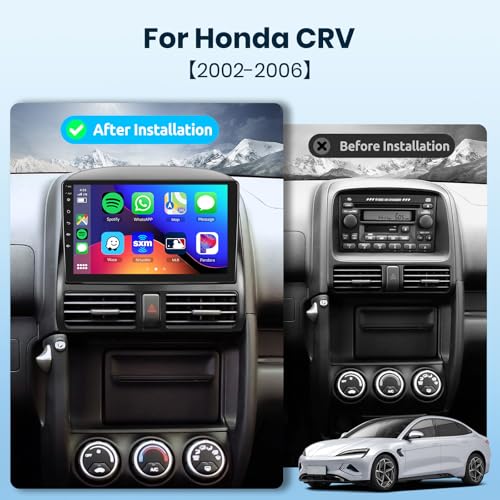 Image of Android 15 Car Stereo for Honda CRV 2002-2006, 9 Inch HD Touchscreen Radio, Wireless CarPlay Android Auto GPS WiFi Bluetooth FM /RDS SWC Dual USB HD Backup Camera 2G+64G