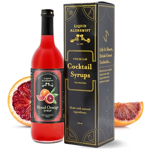 Image of Liquid Alchemist Blood Orange Syrup for Cocktails - Real Ingredients Make our Blood Orange Puree a Perfect Margarita Mixer - Small Batch, Non-GMO, Vegan Drink Mixer | 25.4 Oz, Pack of 1