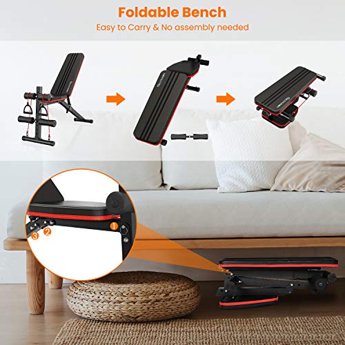 naspaluro Adjustable Weight Bench, Full All-in-One Body Workout Foldable Incline Decline Exercise Workout Bench with 7 Positions, Exercise Bench Press for Home Gym Equipment