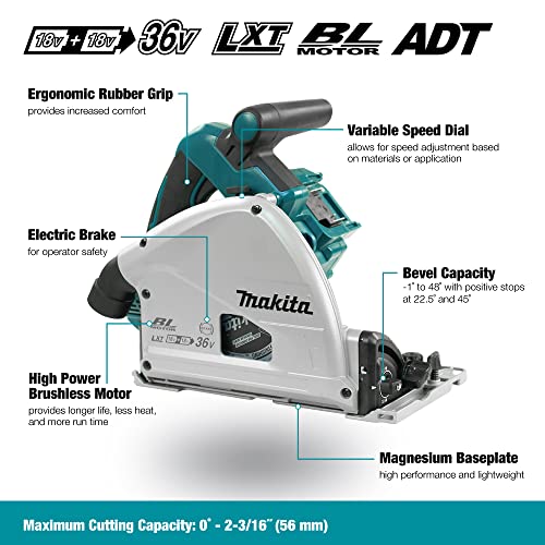 Makita DSP600ZJ Akku-Tauchsäge 56mm 2x18 V (ohne Akku, ohne Ladegerät) im MAKPAC – Bild 4