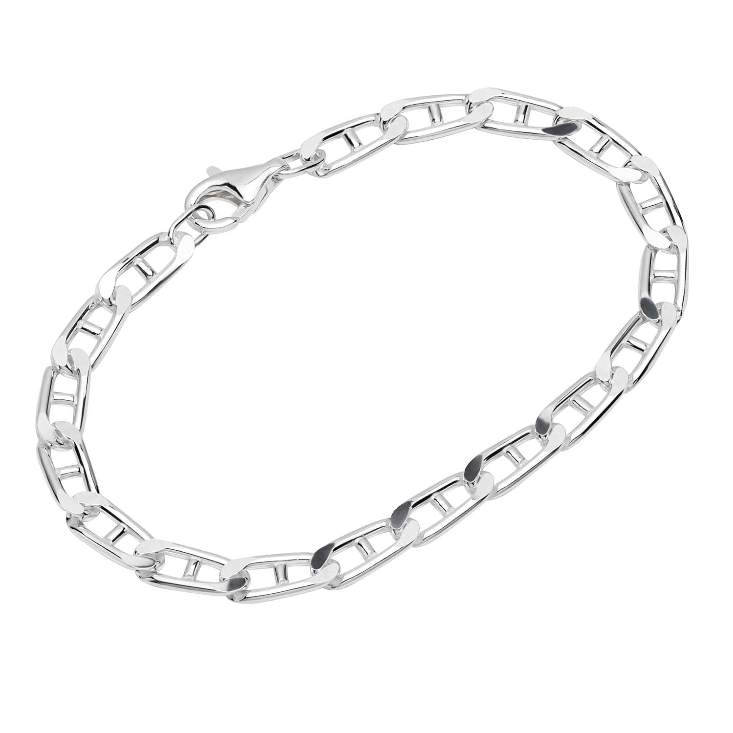 NKlaus pulsera de plata esterlina 925 20 cm de la barra de la cadena del tanque largo de la cadena de la pulsera de diamantes 12190