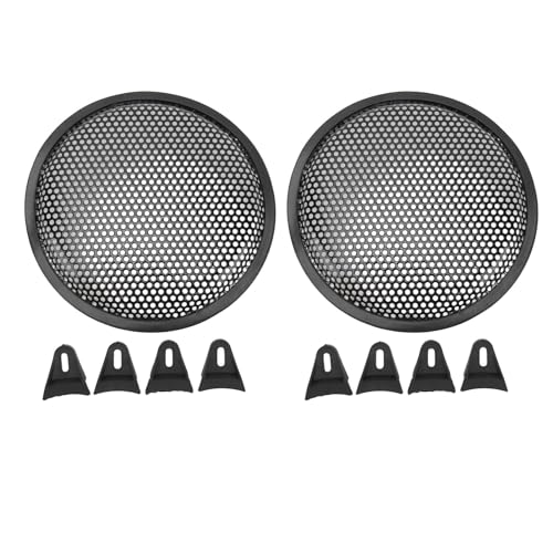 Buachois 2 Cubiertas De Rejilla De Altavoz De 8 Pulgadas, Parrilla De Altavoz Redonda para Altavoz De 8 Pulgadas, Pieza De Accesorio De Altavoz Decorativo DIY con 4 Clips De Rejilla