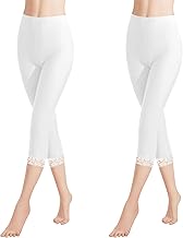 Libella Femme Leggings Pantalon 3/4 avec Dentelle en Coton Pantalon Capri avec Taille Haute Slim Pantalon Fitness Multicolore 4166