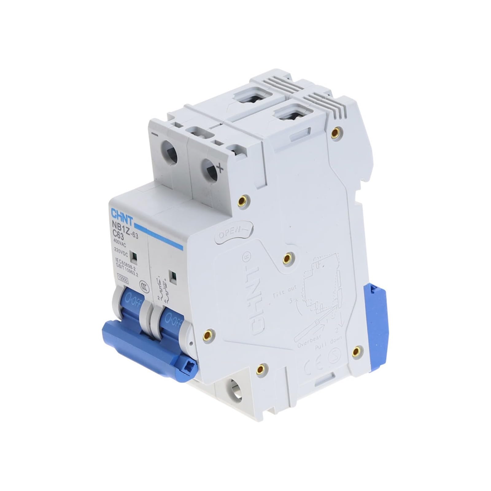 NVSFZGIYG 5pcs 2Pole 25Amp DC220V 400V 6KA NB1Z-63 DC MCB Circuit Breaker