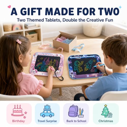 12-Inch LCD Writing Tablet for Kids, 2-Pack Color Screen by TIZZ - Used condition - Image 3