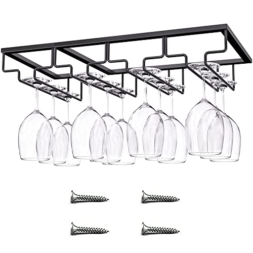 Soporte Copas Colgante, Soporte para Copa de Vino Invertido, Negro Soportes para Copa de Vino, Soporte para Copas de Vino, Soporte para Copas de Vino Tinto, para Bar Restaurante Cocina (40 x 22,5cm) Cover