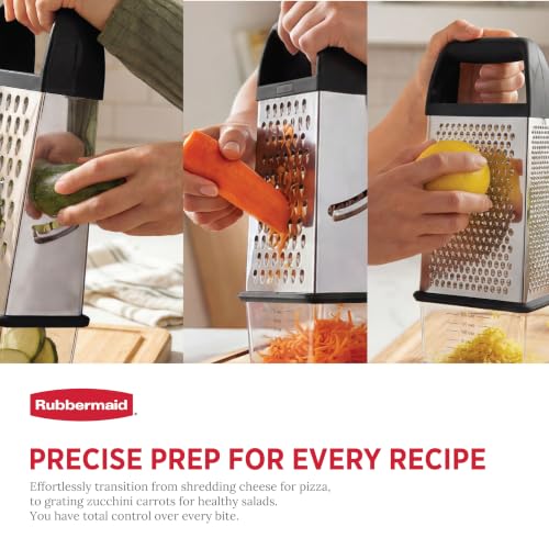 Rubbermaid EZ Grip Box Grater, Stainless Steel Cheese Grater & Container - BPA Free Multi-Surface Cheese Shredder & Food Grater for all Vegetables | Graters for Kitchen -Non-Slip Base, Dishwasher Safe - image 5