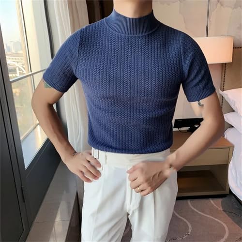 Men Short Sleeve Knitted Sweater Men's Short Sleeve Crew Neck Sweater4