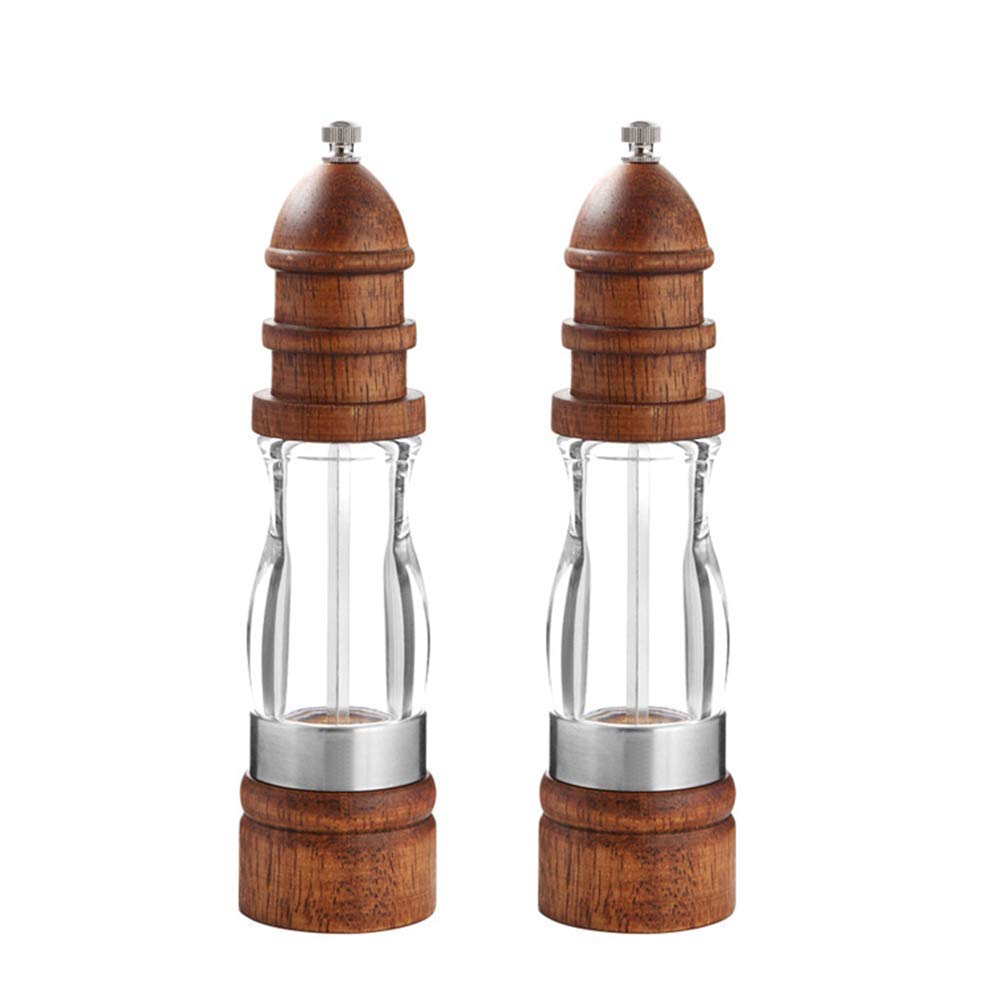 Set macina sale e pepe Sweet 10, saliera e pepiera in legno con finestra visibile in acrilico, nucleo in ceramica, confezione da
