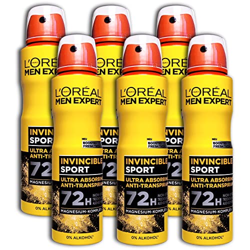Loreal Men Expert Invincible Sport 72 H Lot de 6 déodorants en spray 150 ml