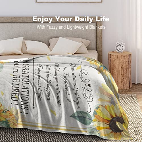 Retirement Throw Blanket - Soft, Fuzzy & Warm - 50x60 Inches Flannel Blankets for Women - White Vintage Throws Farewell Gift for Coworker