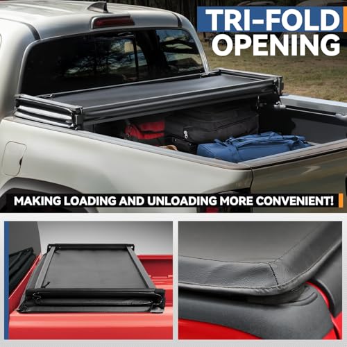 Auto Dynasty ADTTCTRISOFT041 Vinyl Soft Top Tri-Fold Adjustable Truck Tonneau Cover Compatible thumb #4