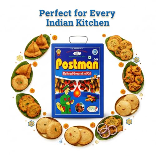 Image of Postman Premium Refined Groundnut Oil 15Litre Tin | Pure & Light Peanut Oil for Deep Frying, Cholesterol Free & Vitamin E Rich Singdana Tel