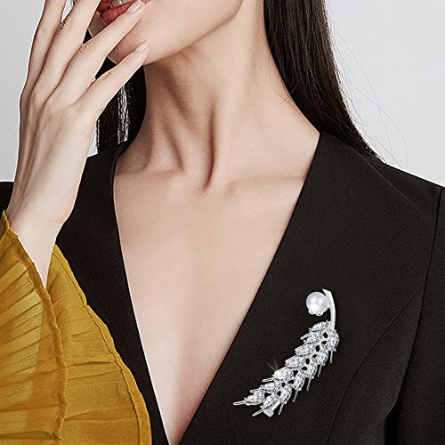 Image of Ear of Wheat Brooch Pin Corsage, Sweater Dress Shawl Elegant Jewelry Accessory Decor for Wedding Birthday Party Christmas Gift (Silver)