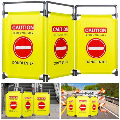 3 Panels Safety Barricade Heavy Duty PVC Frame 5.8FT Foldable
