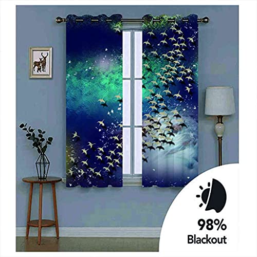 Rideaux occultants 100% polyester isolant thermique phonique oiseaux 3D - 6