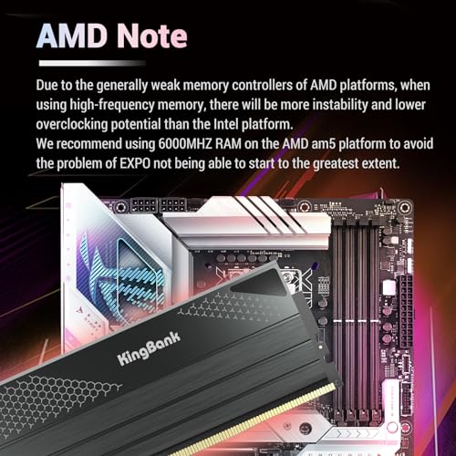 Image of KingBank Computer Desktop Memory Ram DDR5 48GB(2x24GB) 6800MT /s CL32 /CL34 1.4V with Heatsink for PC Gaming /Office /PS,Hynix New 3GB M-die