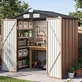 Breezestival 6x4FT Outdoor Storage Shed with Floor Brown