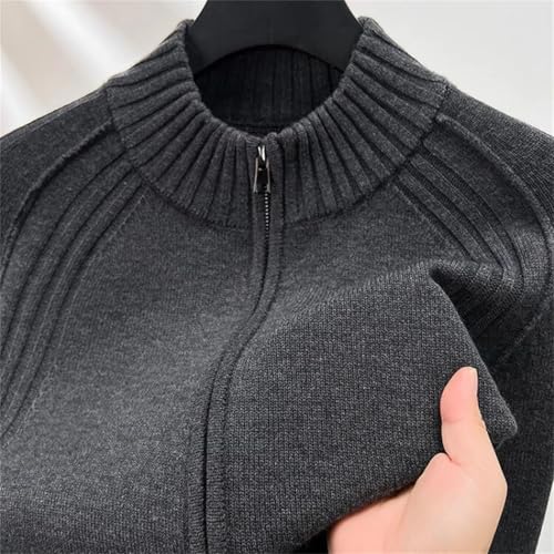 Men's Half High Collar Zip-Up Cardigan Daily Warm Solid Color Slim-Fit Wool Blend Sweater2