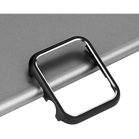 Protective Cover Black Compatible with Apple Watch 38mm Series 3, Women Men Aluminum Alloy Metal Watch Bling Shiny Protector Shockproof Frame Cover Compatible with Apple iWatch 38mm Series 3/2/1 Cover