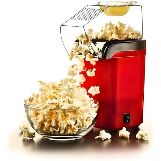 Hot Air Popcorn Popper Maker ? Oil-Free, Electric Popcorn Machine with Measuring Cup & Butter Melter, Fast Popping,Healthy and Delicious Snack for Kids, Adults .Easy Clean(Popcorn Maker Machine)