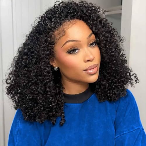 kimosahair Curly Bob Wig Human Hair 200 Density 13x4 HD